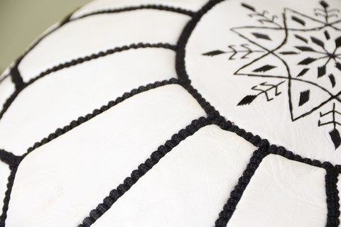 White Ottoman Leather Pouf