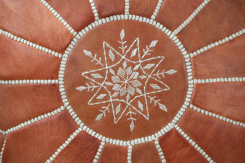 Natural Leather Ottoman Pouf