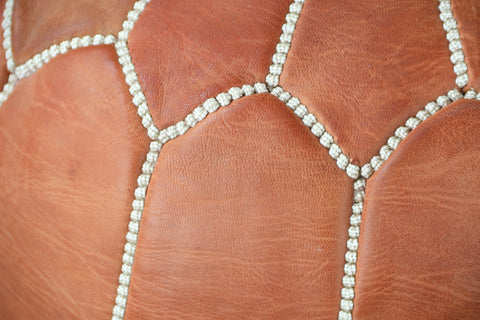 Natural Leather Ottoman Pouf